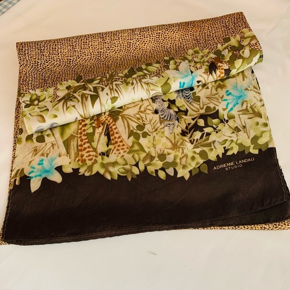 Adrienne Landau Studio Silk Floral Animal Scarf - Picture 6 of 6